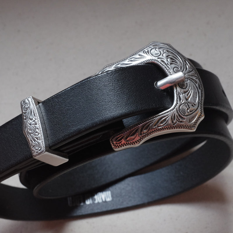 Western Leather Belt - Black