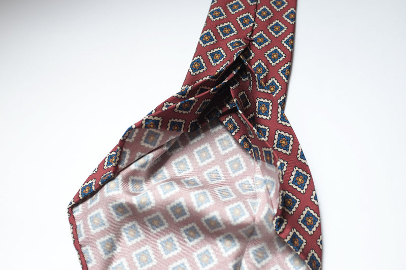 f.marino napoli handmade silk 7 fold ties red madder unlined