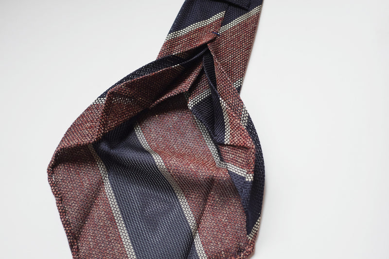 f.marino napoli handmade silk wool mixed 7 fold ties regimental unlined