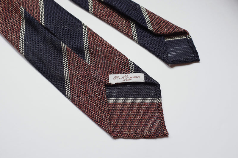 f.marino napoli handmade silk wool mixed 7 fold ties regimental untipped