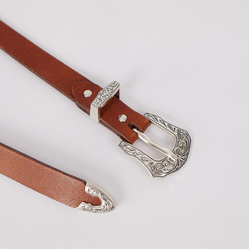 Western Leather Belt - Brown