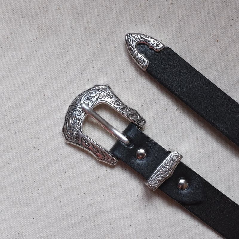 Western Leather Belt - Black