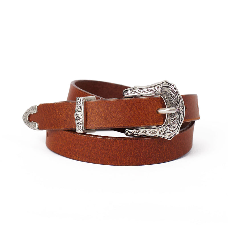 Western Leather Belt - Brown