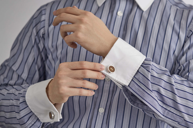 Custom Initials Leather Cufflinks with Stainless Steel Mount