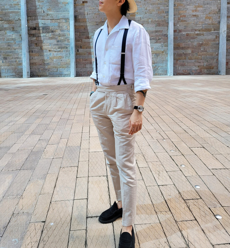 albert thurston braces suspenders walking dapper hong kong navy polka dots tai kwun 吊帶 香港