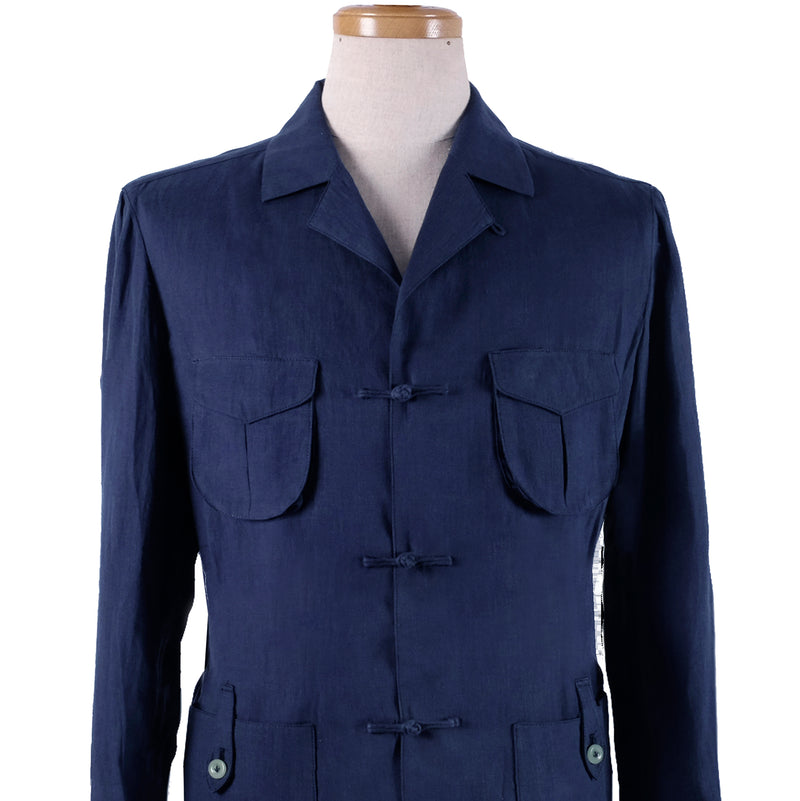 Walking Dapper specials linen safari jacket navy