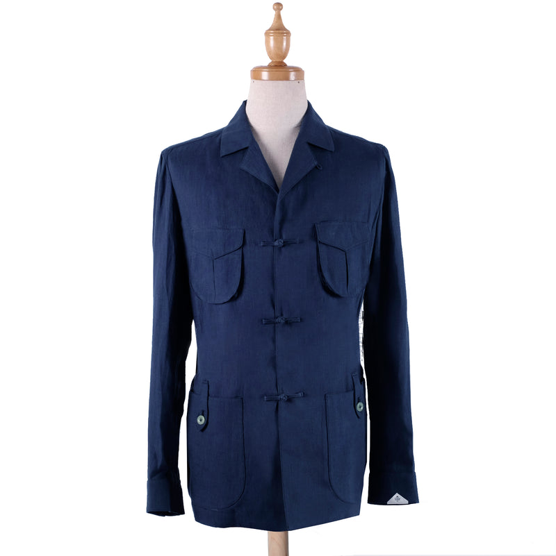 Walking Dapper specials linen safari jacket navy