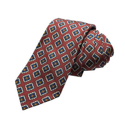 f.marino napoli handmade silk 7 fold ties red madder