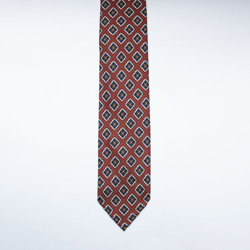 f.marino napoli handmade silk 7 fold ties red madder