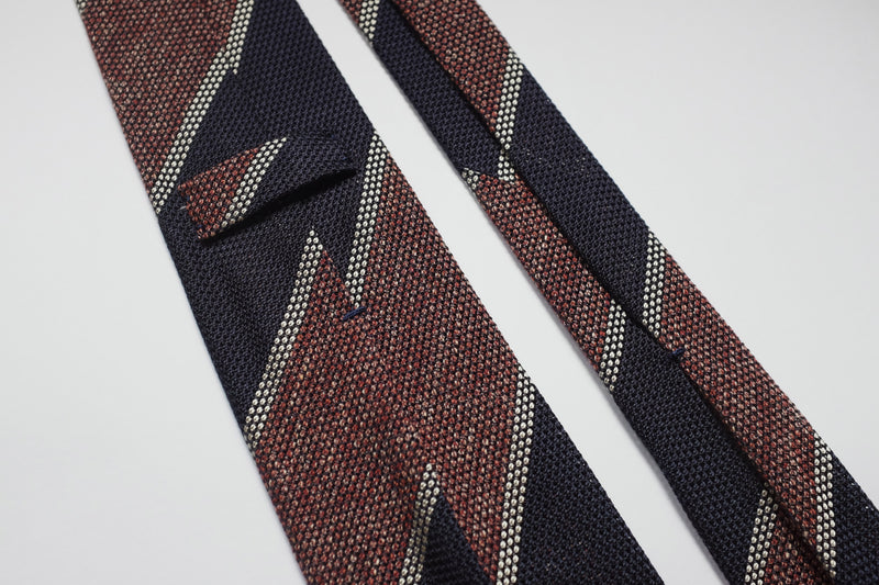 f.marino napoli handmade silk wool mixed 7 fold ties regimental bartacked