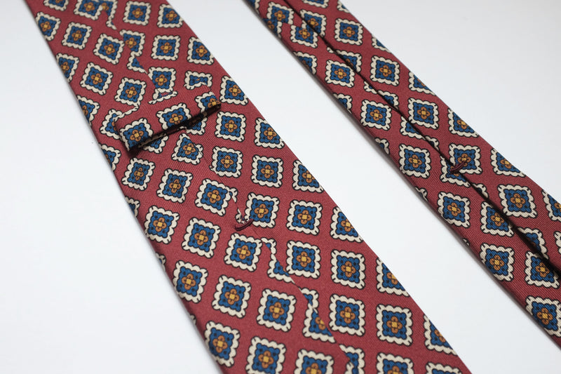 f.marino napoli handmade silk 7 fold ties red madder bartacked