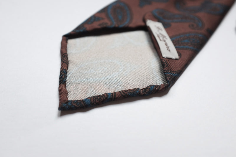 f.marino napoli handmade silk 7 fold ties brown paisleys handrolled