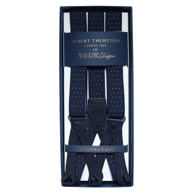 albert thurston braces suspenders walking dapper hong kong navy polka dots 吊帶 香港