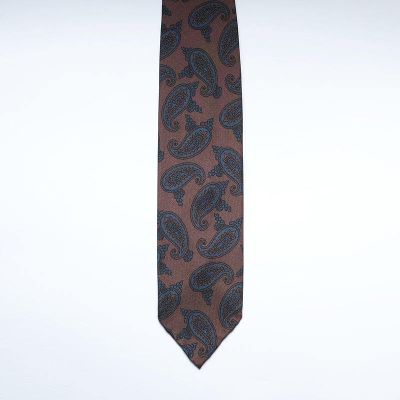 f.marino napoli handmade silk 7 fold ties brown paisleys casual